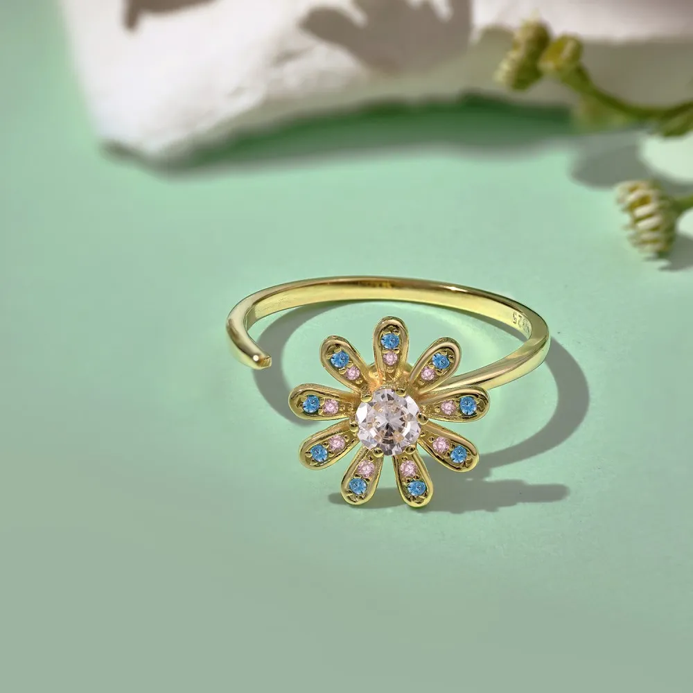 Moveable Flower Zirconia Open Rings 70400226 - image2