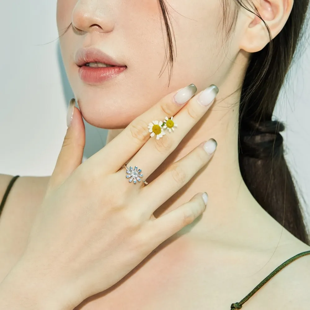 Moveable Flower Zirconia Open Rings 70400226 - image3