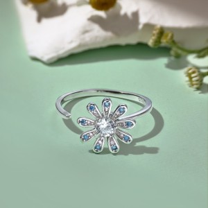Moveable Flower Zirconia Open Rings 70400226