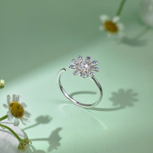 Moveable Flower Zirconia Open Rings 70400226