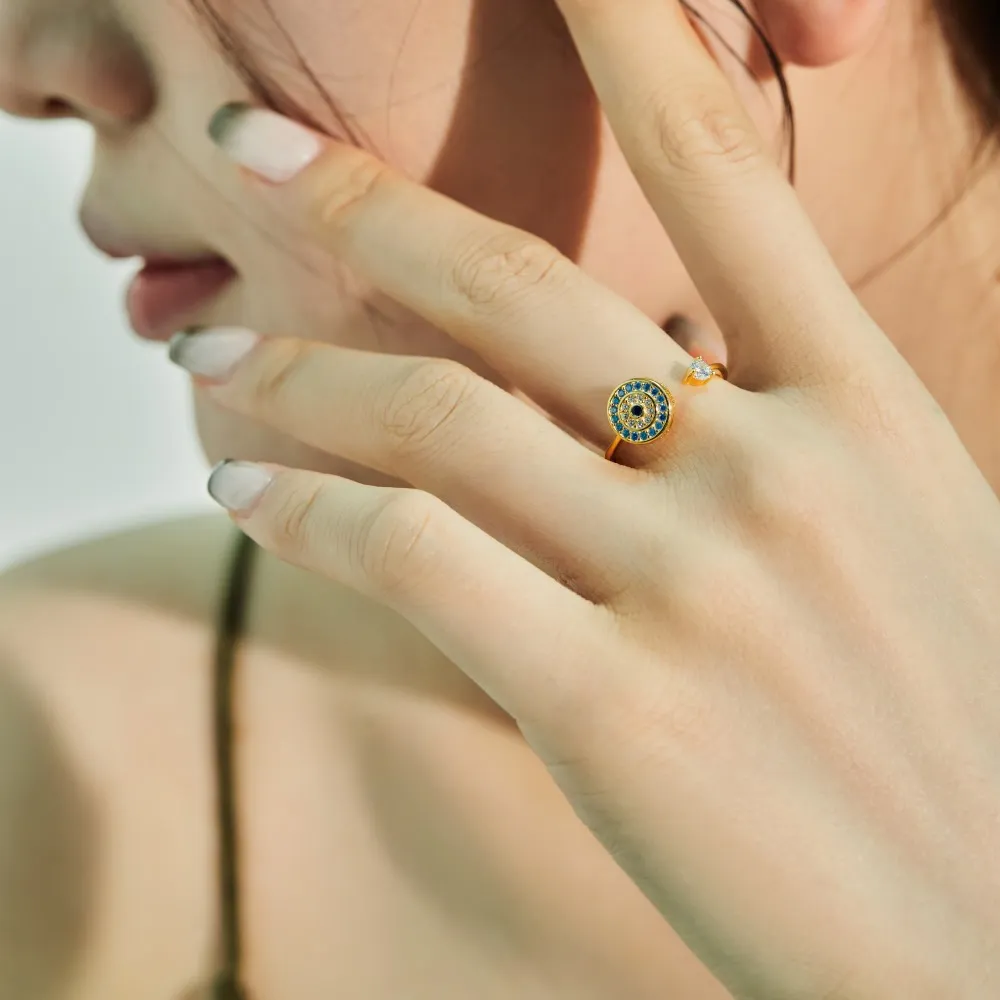 Moveable Evil Eye Zirconia Open Rings 70400227 - image1