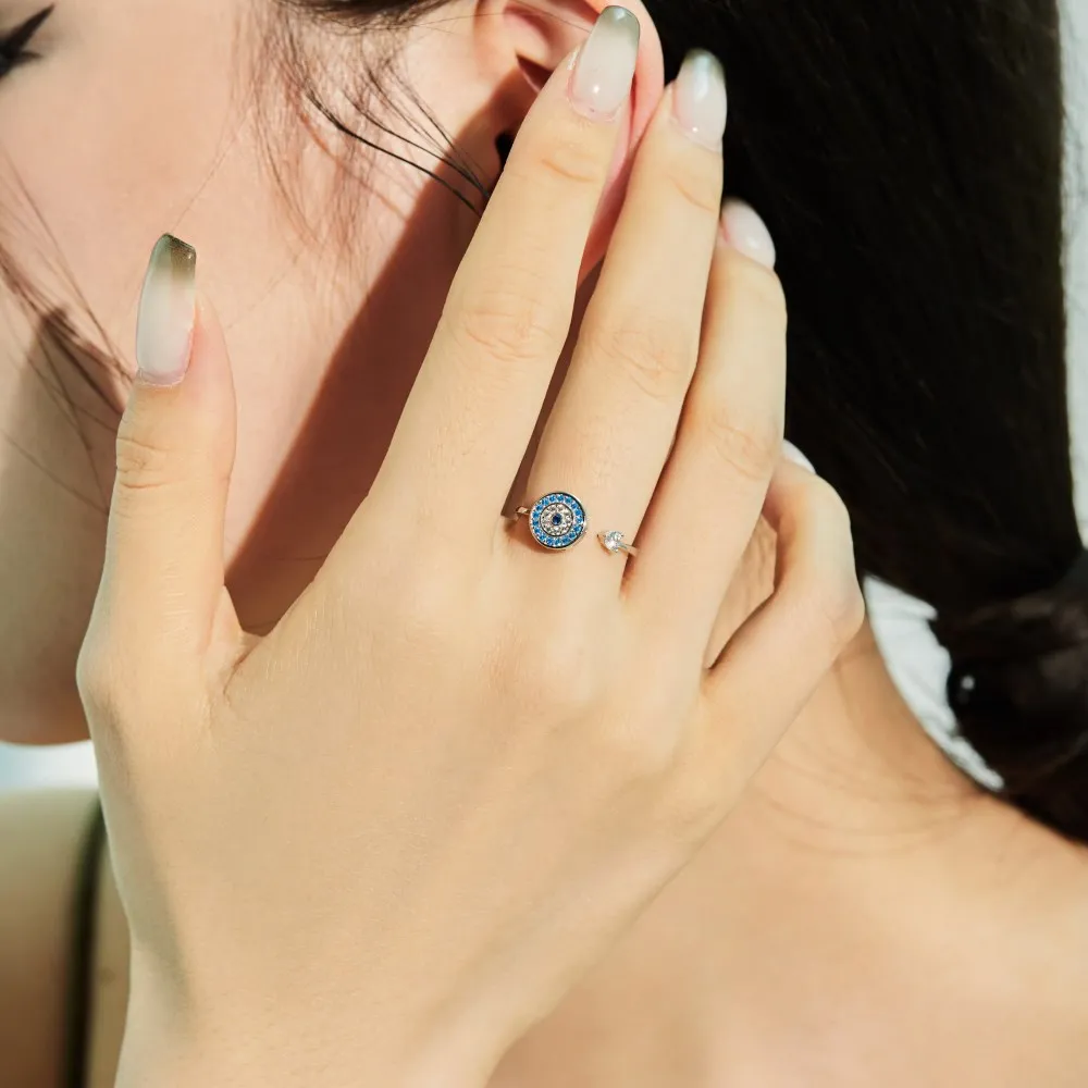 Moveable Evil Eye Zirconia Open Rings 70400227 - image2