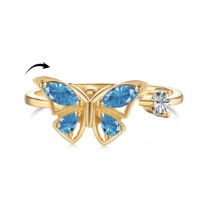 Moveable Butterfly Zirconia Open Rings 70400228