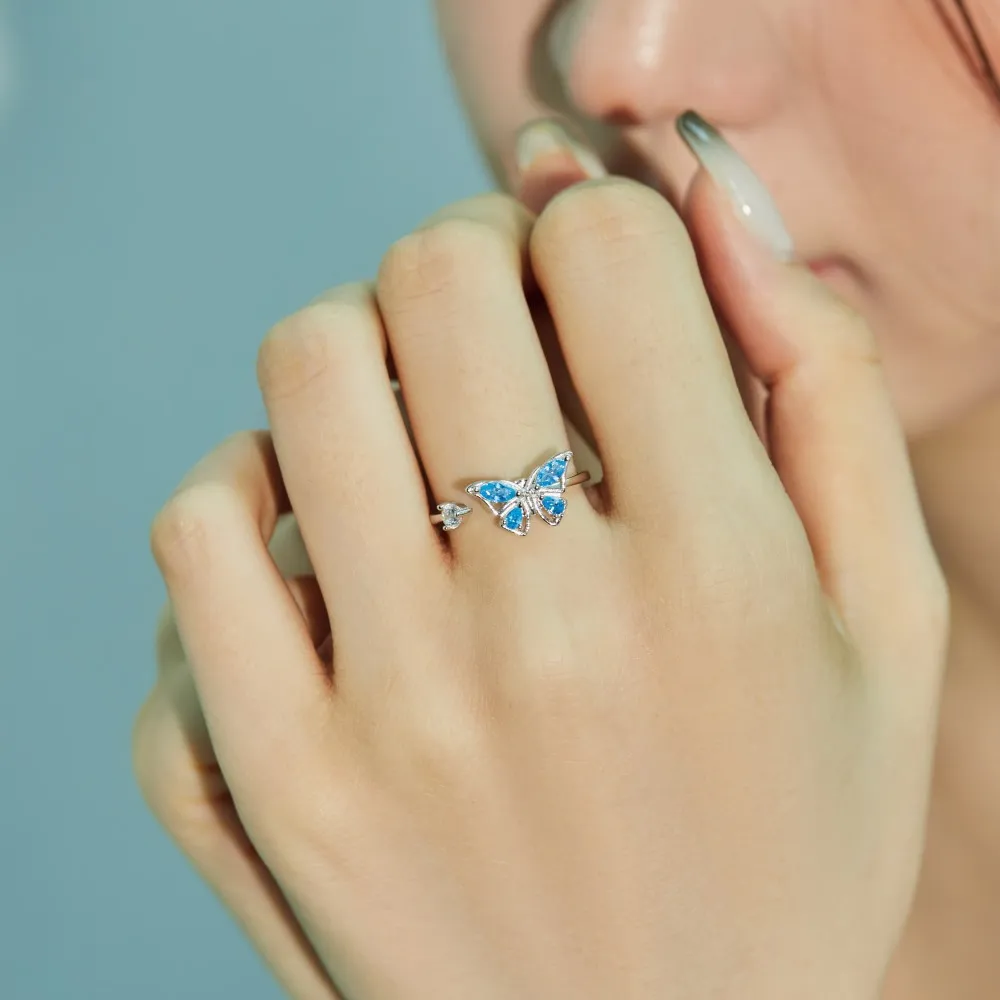 Moveable Butterfly Zirconia Open Rings 70400228 - image2