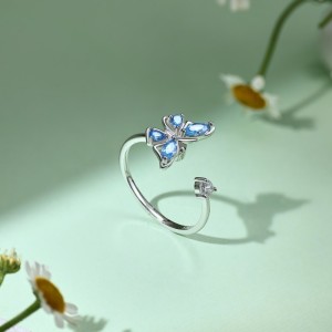 Moveable Butterfly Zirconia Open Rings 70400228