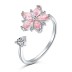 Moveable Pink Flower Zirconia Open Rings 70400230