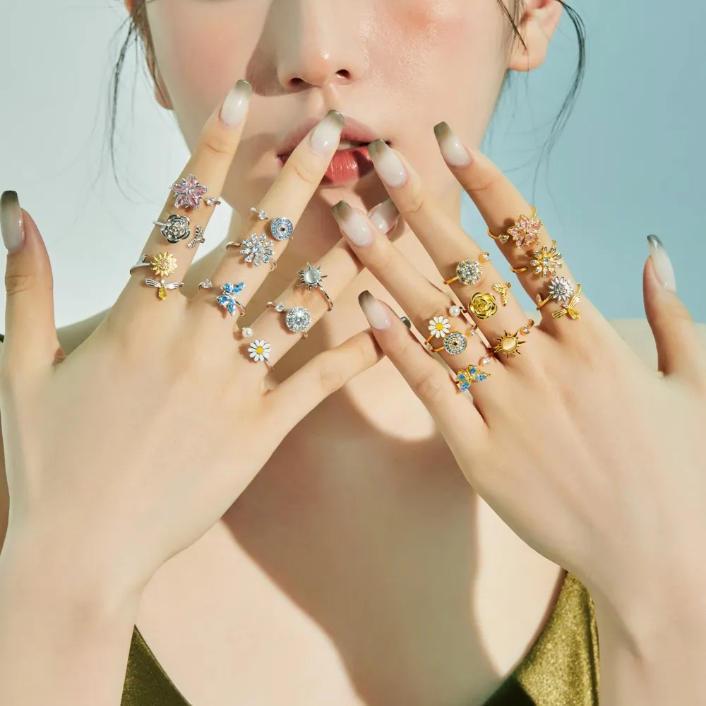 Moveable Cluster Zirconia Open Rings 70400231 - image1