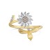 Moveable Sunflower Zirconia Open Rings 70400232