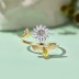 Moveable Sunflower Zirconia Open Rings 70400232