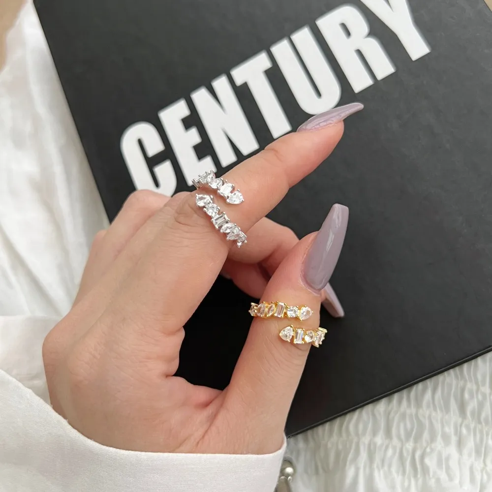 Crossed Teardrop Mariquesa Zirconia Open Rings 70400233 - image2