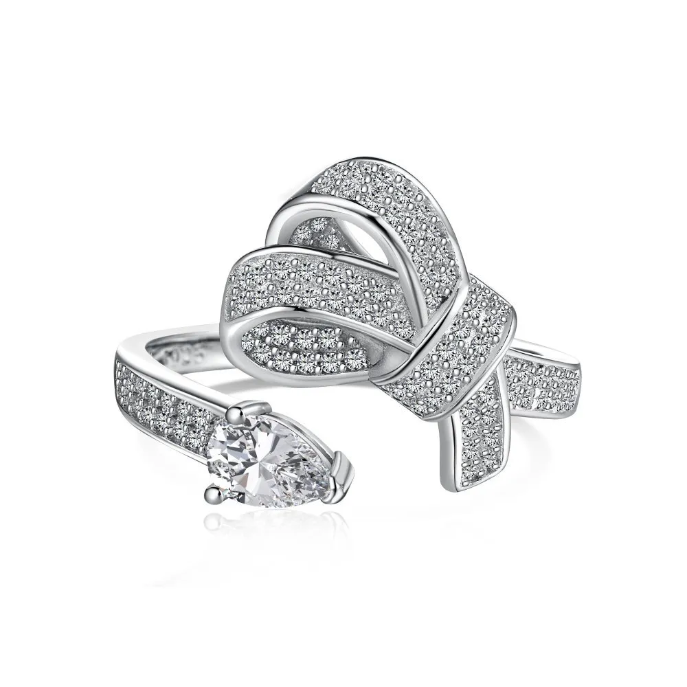 Sparkle Zirconia Bow Open Rings 70400235