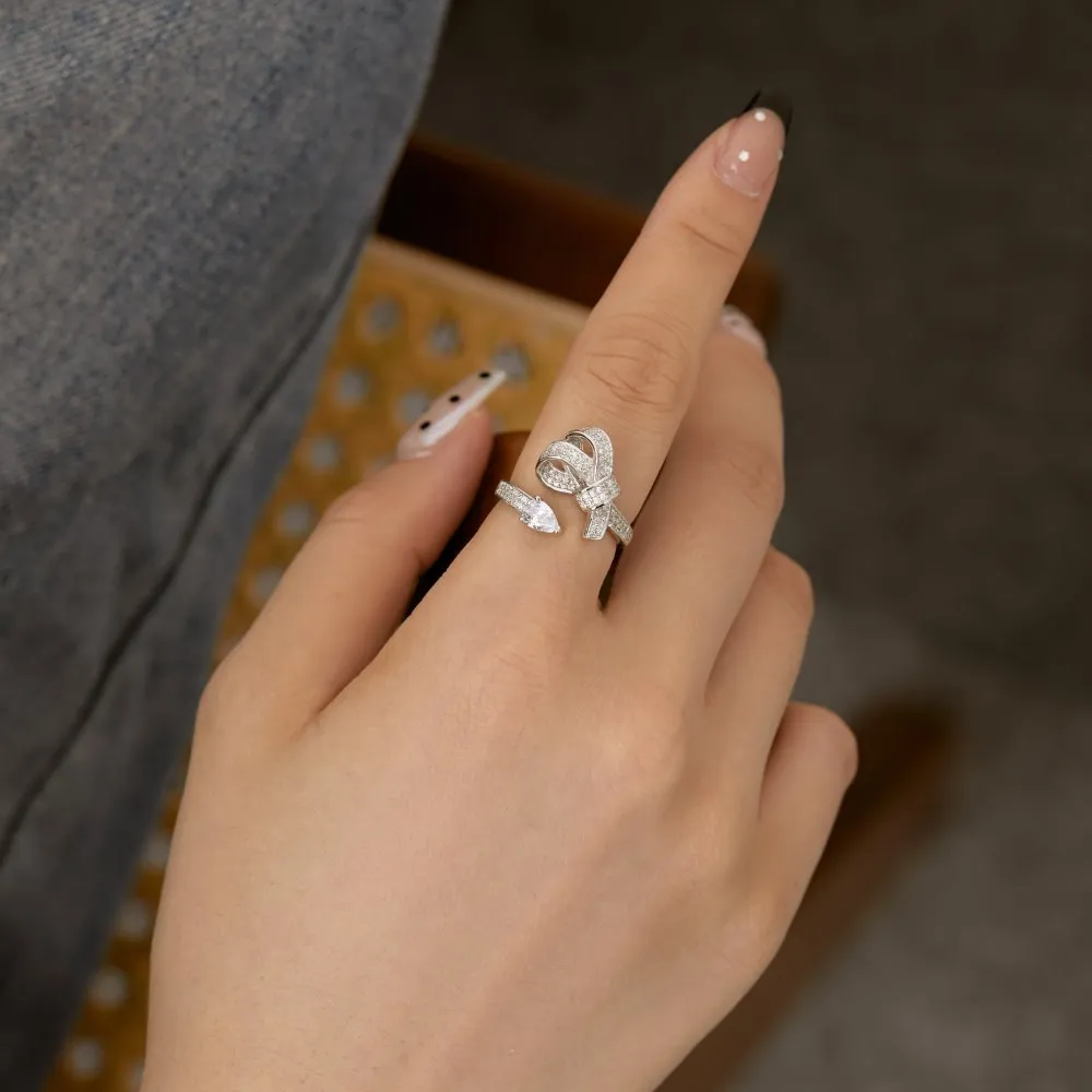 Sparkle Zirconia Bow Open Rings 70400235 - image1
