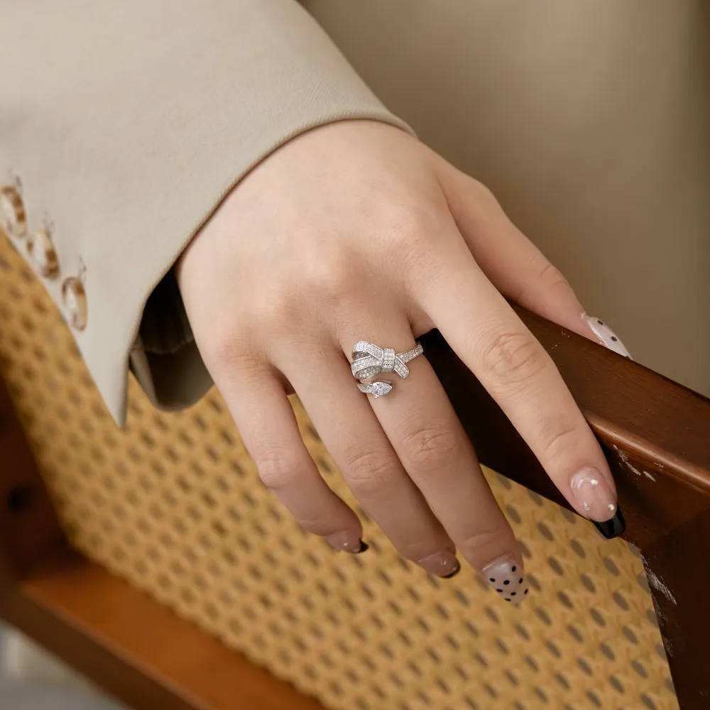 Sparkle Zirconia Bow Open Rings 70400235 - image2