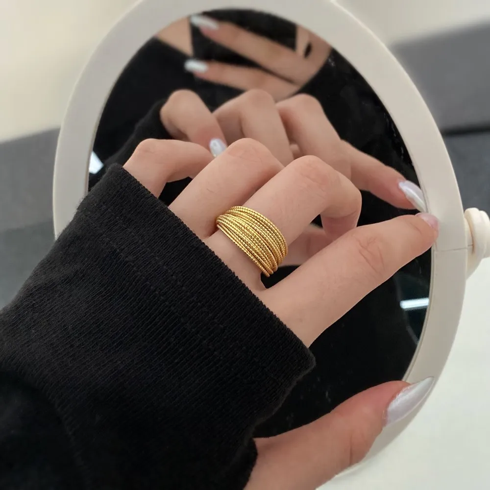 Designed Multilayer silver ropes Open Ring 70400237 - image1