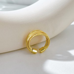 Designed Multilayer silver ropes Open Ring 70400237