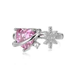 Heart Zirconia Beads Open Ring 70400242