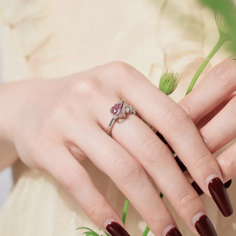 Heart Zirconia Beads Open Ring 70400242 - image2