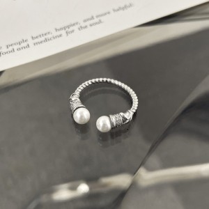 Fresh Water Pearl Zirconia Twist Open Ring 70400243