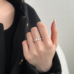 Fresh Water Pearl Zirconia Twist Open Ring 70400243