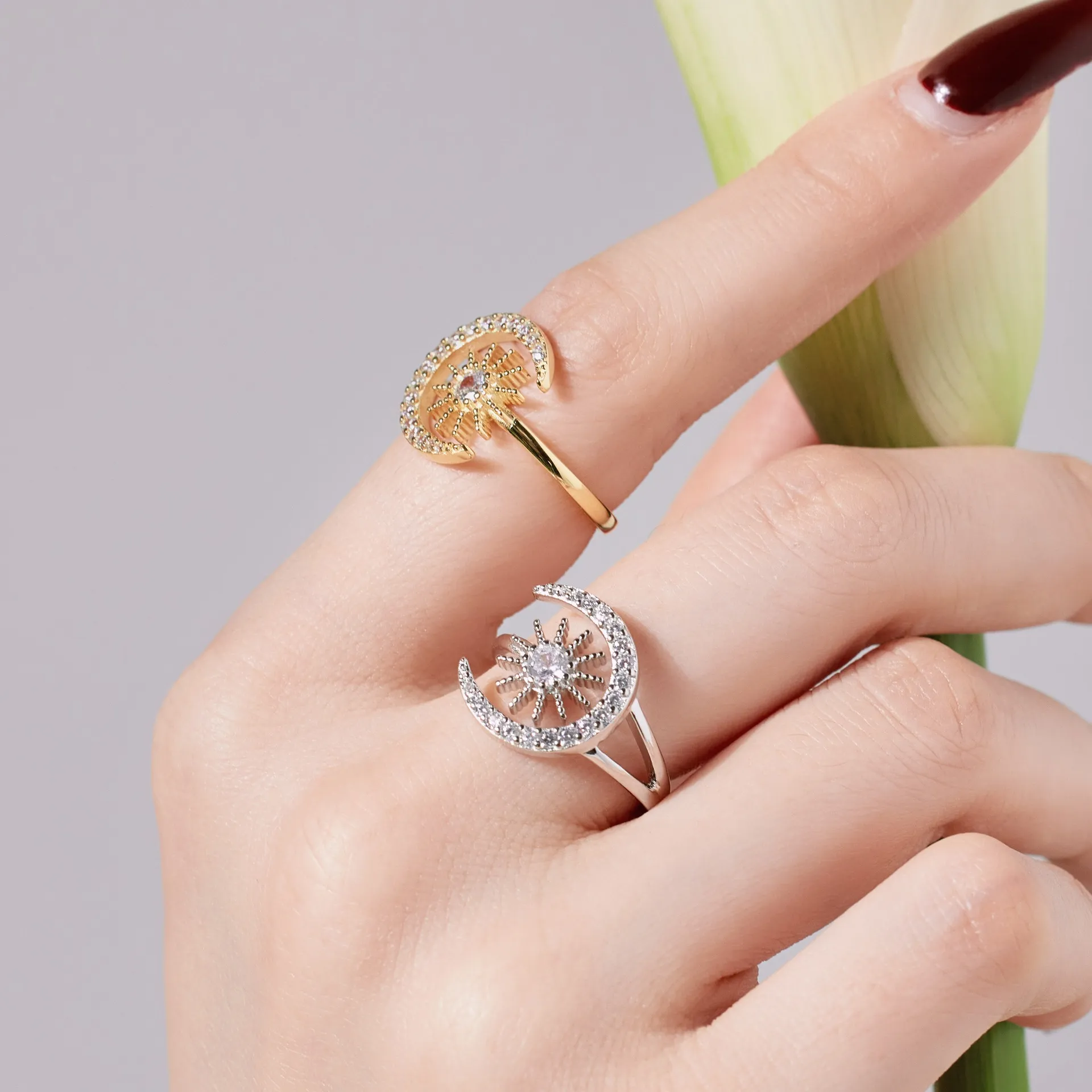 Sun Moon Zirconia Open Ring 70400244 - image1