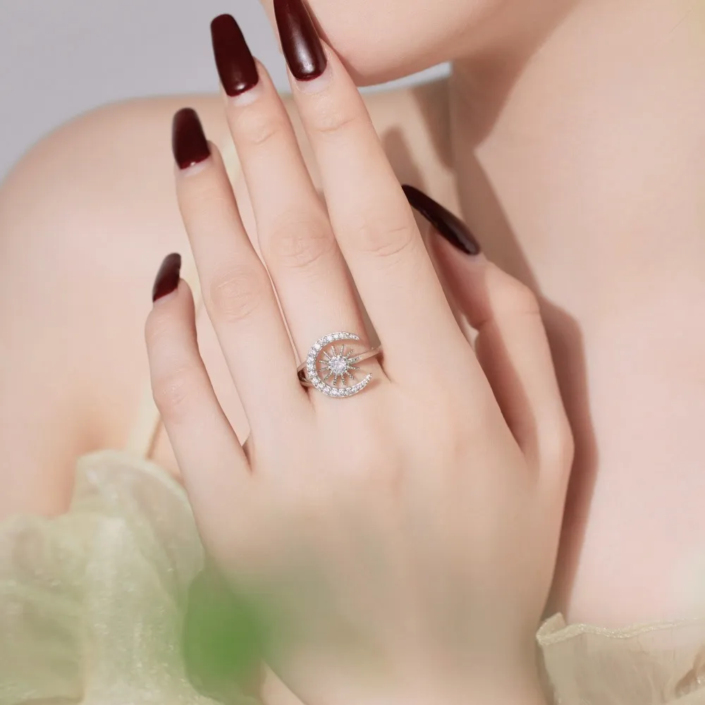 Sun Moon Zirconia Open Ring 70400244 - image2