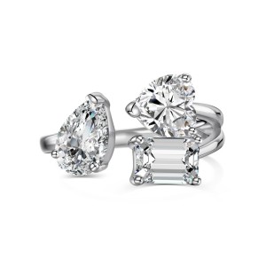 Irregular Heart Zirconia Open Ring 70400246