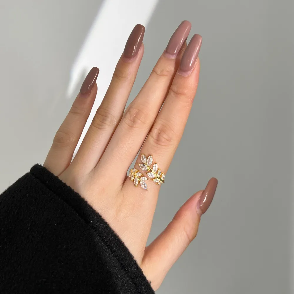Horse Eye Leaves Zirconia Open Ring 70400247 - image2