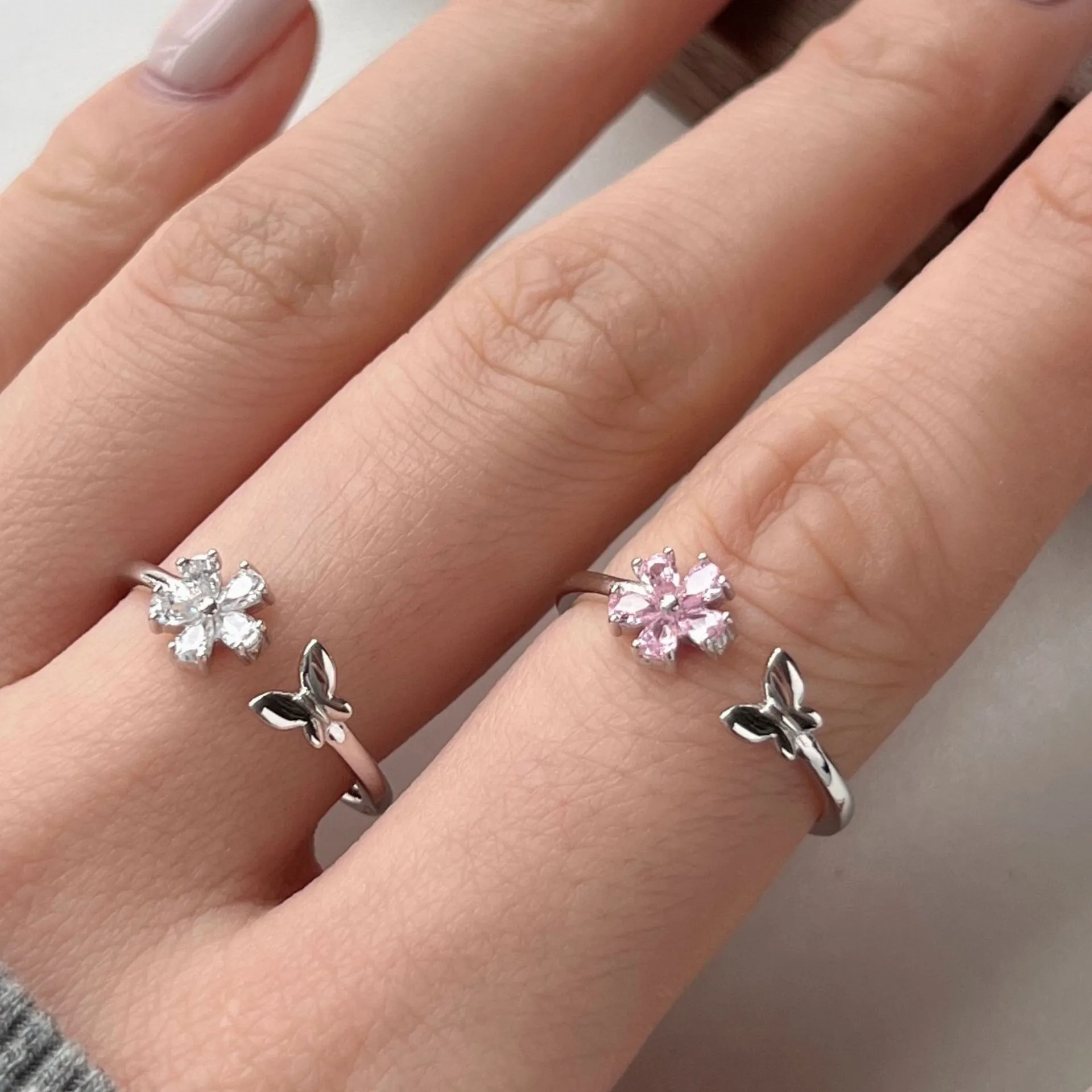 Leaves Flower Zirconia Open Ring 70400251 - image1