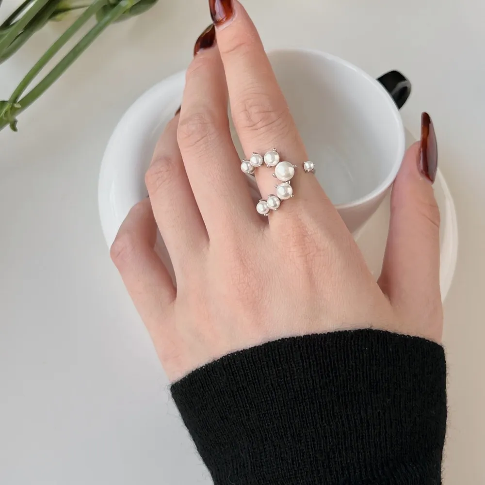 Cluster Fresh Water Pearls Open Ring 70400252 - image1