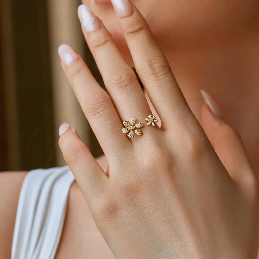 Daisy Flower Zirconia Open Ring 70400253 - image2