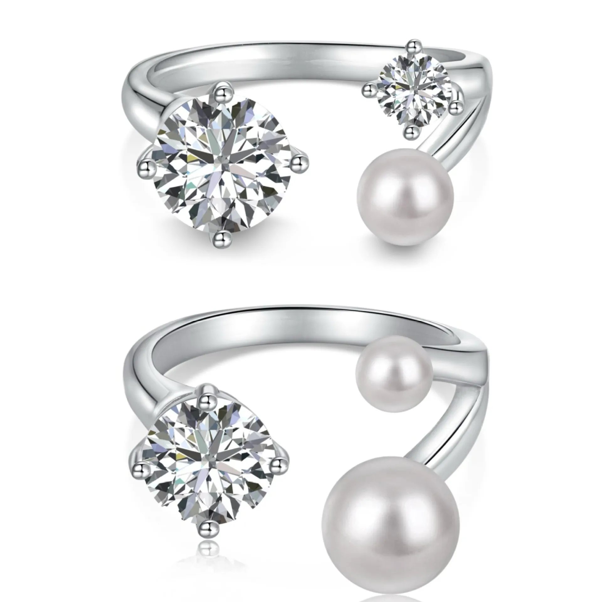 Fresh Water Pearls Zirconia Open Ring 70400254 - image2