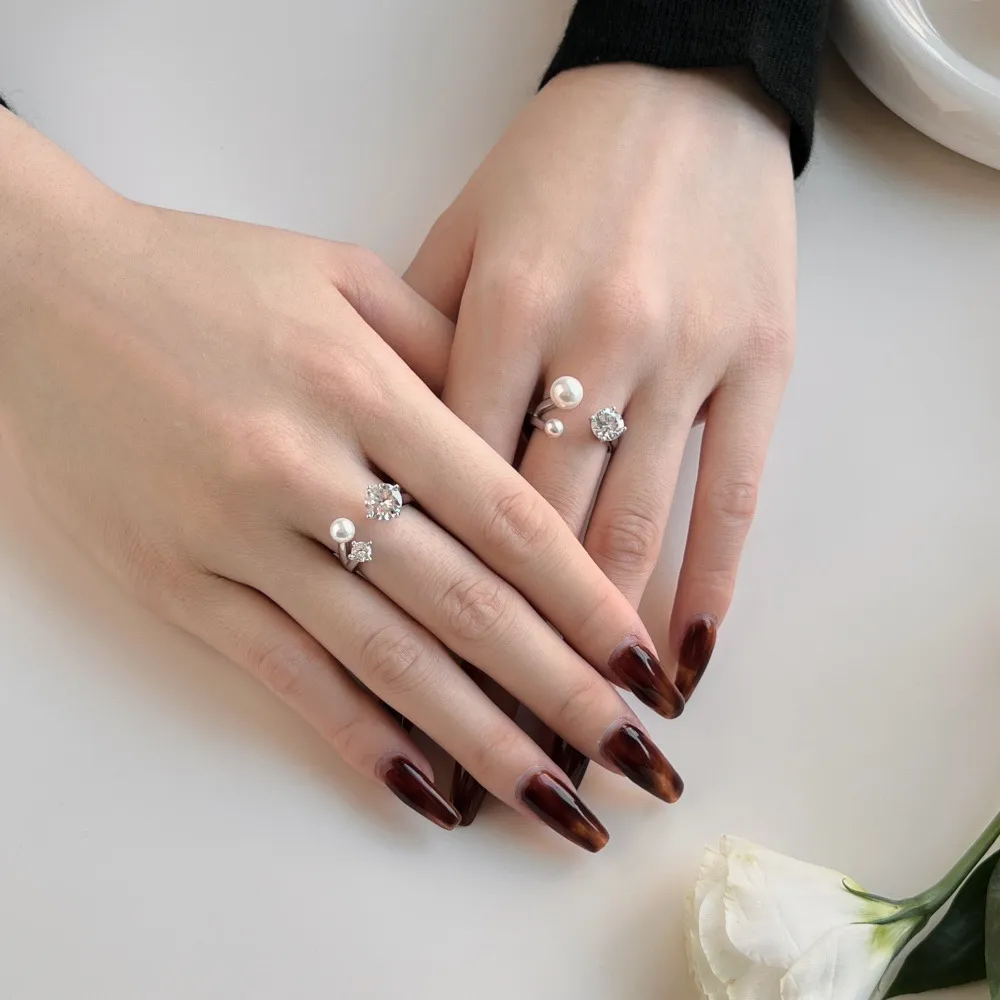 Fresh Water Pearls Zirconia Open Ring 70400254 - image1