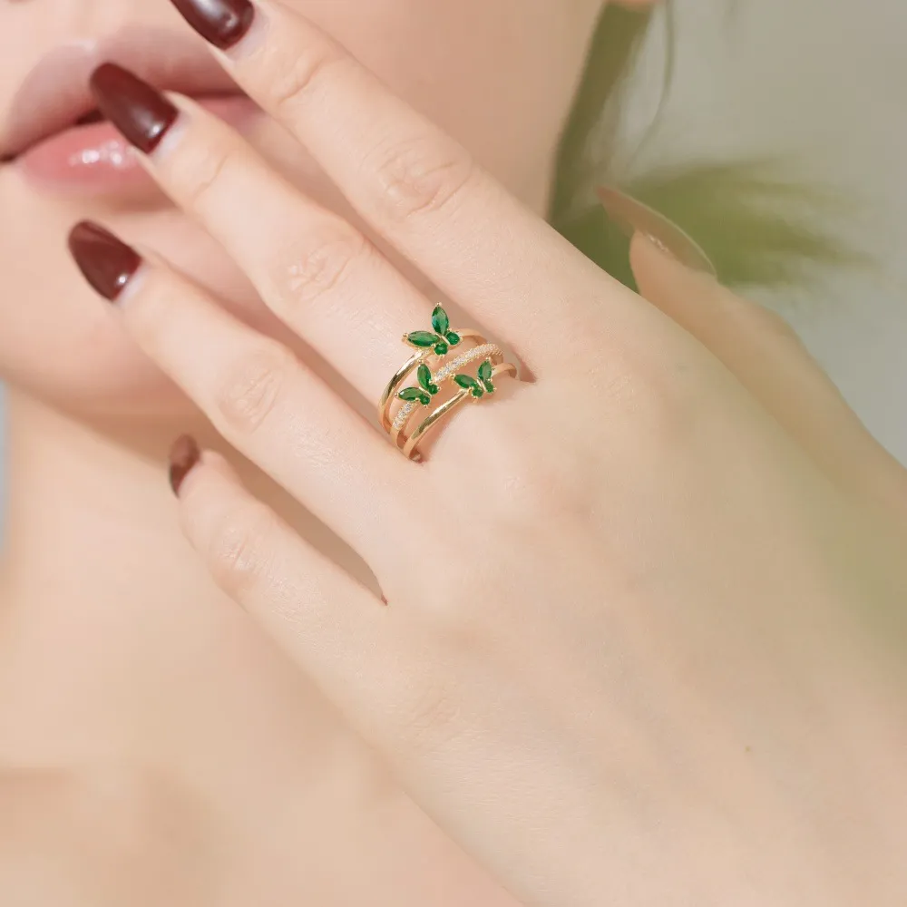 Gold Tone Butterfly Zirconia Open Ring 70400256 - image4