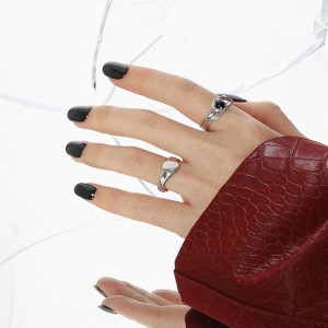 925 Sterling Silver Adjustable Minimalist Irregular Texture Ring 70400259