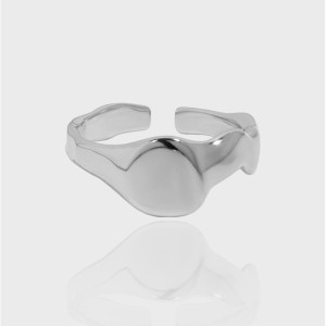 925 Sterling Silver Adjustable Minimalist Irregular Texture Ring 70400259