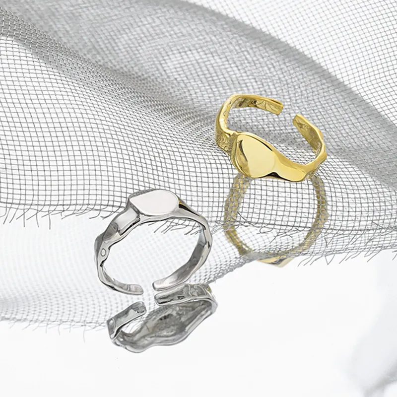 925 Sterling Silver Adjustable Minimalist Irregular Texture Ring 70400259 - image1