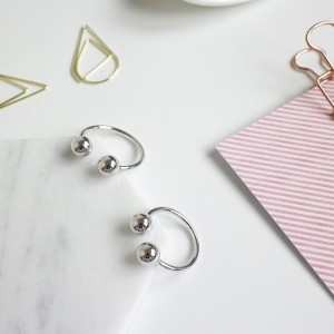 925 Sterling Silver Adjustable Double-Ball Open Ring 70400261