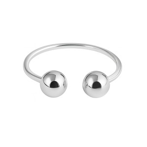 925 Sterling Silver Adjustable Double-Ball Open Ring 70400261
