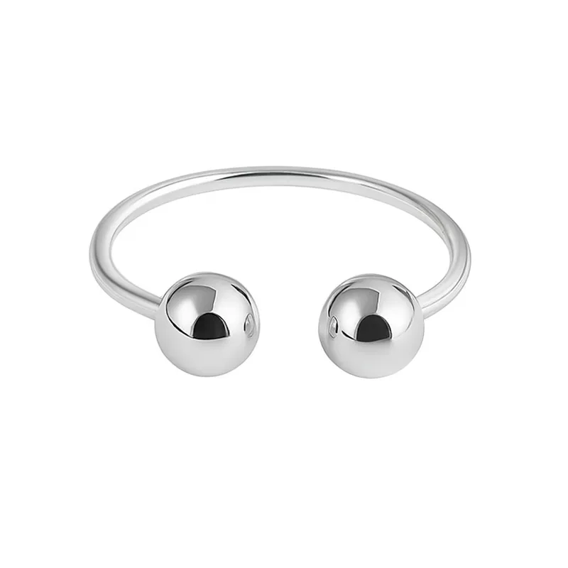 925 Sterling Silver Adjustable Double-Ball Open Ring 70400261