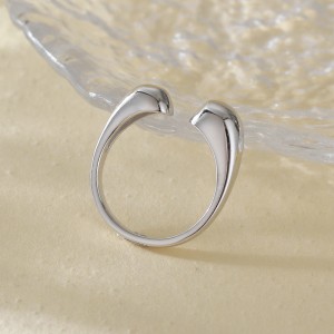 925 Sterling Silver Adjustable Minimalist Waterdrop Open Ring 70400263