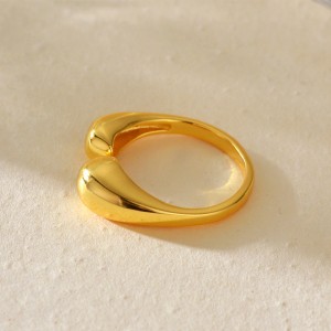 925 Sterling Silver Adjustable Minimalist Waterdrop Open Ring 70400263