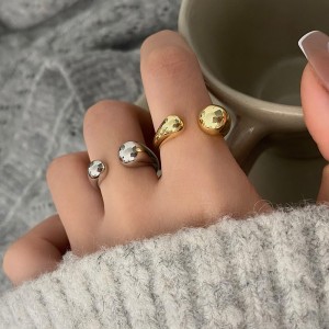 925 Sterling Silver Adjustable Minimalist Waterdrop Open Ring 70400263