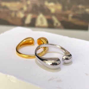 925 Sterling Silver Adjustable Minimalist Waterdrop Open Ring 70400263