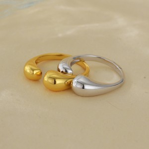 925 Sterling Silver Adjustable Minimalist Waterdrop Open Ring 70400263