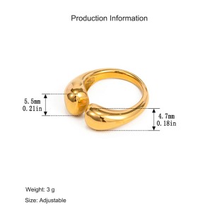 925 Sterling Silver Adjustable Minimalist Waterdrop Open Ring 70400263