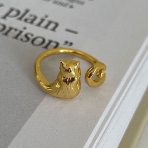 925 Sterling Silver Adjustable Hugging Cat Open Ring 70400264