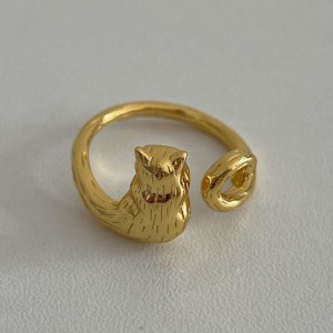 925 Sterling Silver Adjustable Hugging Cat Open Ring 70400264