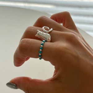 925 Sterling Silver Adjustable Hugging Cat Open Ring 70400264