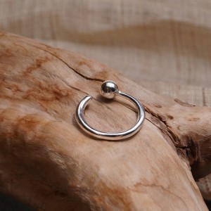 925 Sterling Silver Adjustable Small Beaded Open Ring 70400265