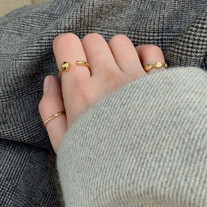 925 Sterling Silver Adjustable Small Beaded Open Ring 70400265